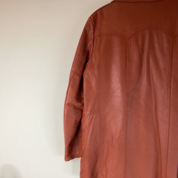 Vtg Sears Leather Shop Reddish Brown Leather Jacket 70s Ranch Removable liner 40 - Picture 9 of 12